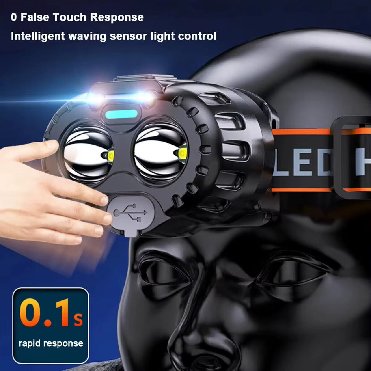 LED Headlamp 90000LM Sensor Head Torch Rechargeable Headlight Light Lamp UK
