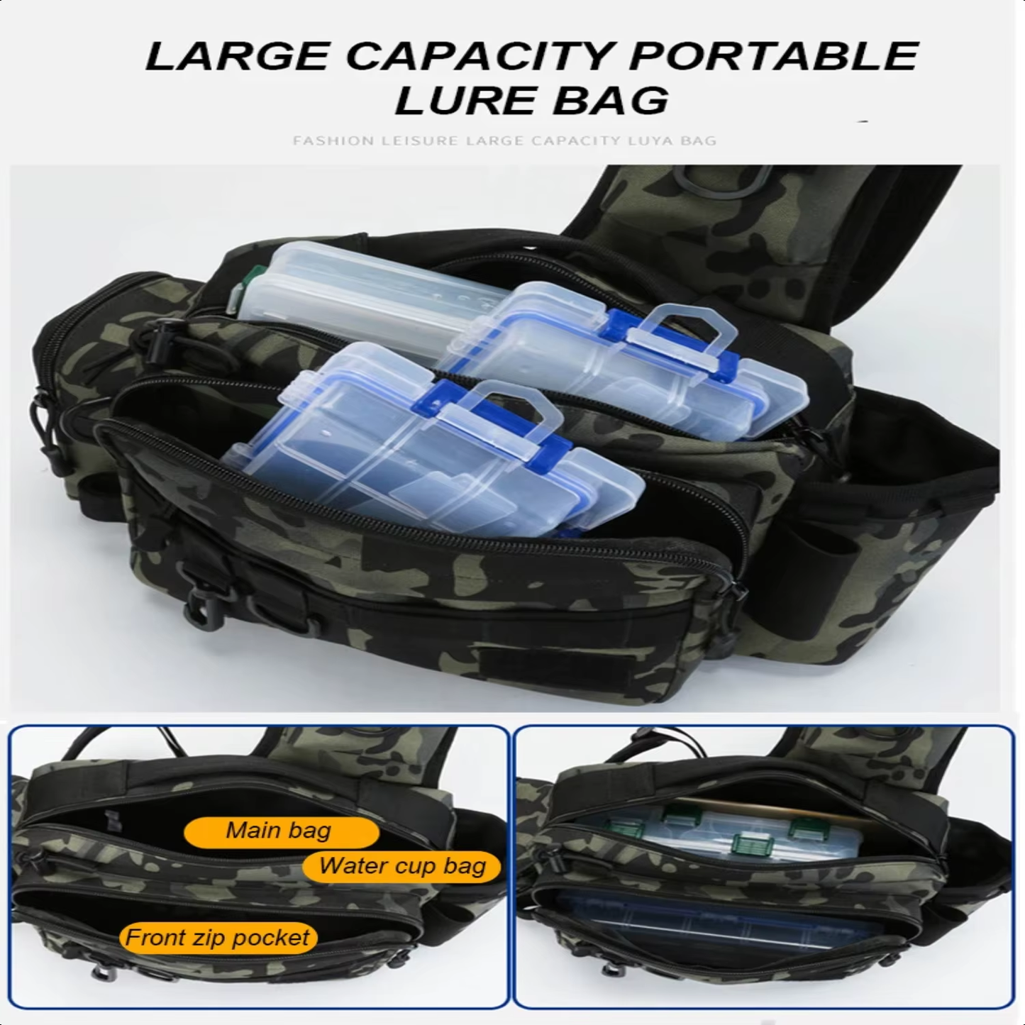 High-Quality Waterproof Fishing Tackle Bag for Men - Durable and Functional Outdoor Gear Organizer with Utility Compartments - R