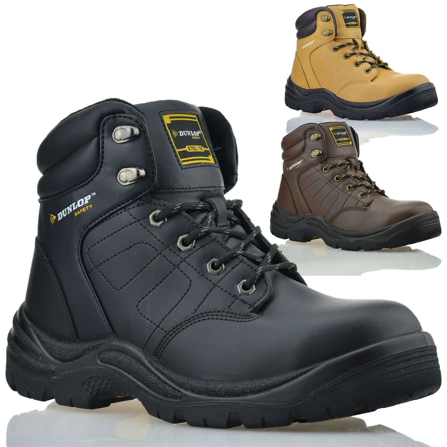 Mens New Leather Safety Steel Toe Cap Work Ankle Walking Combat Boots Shoes Size